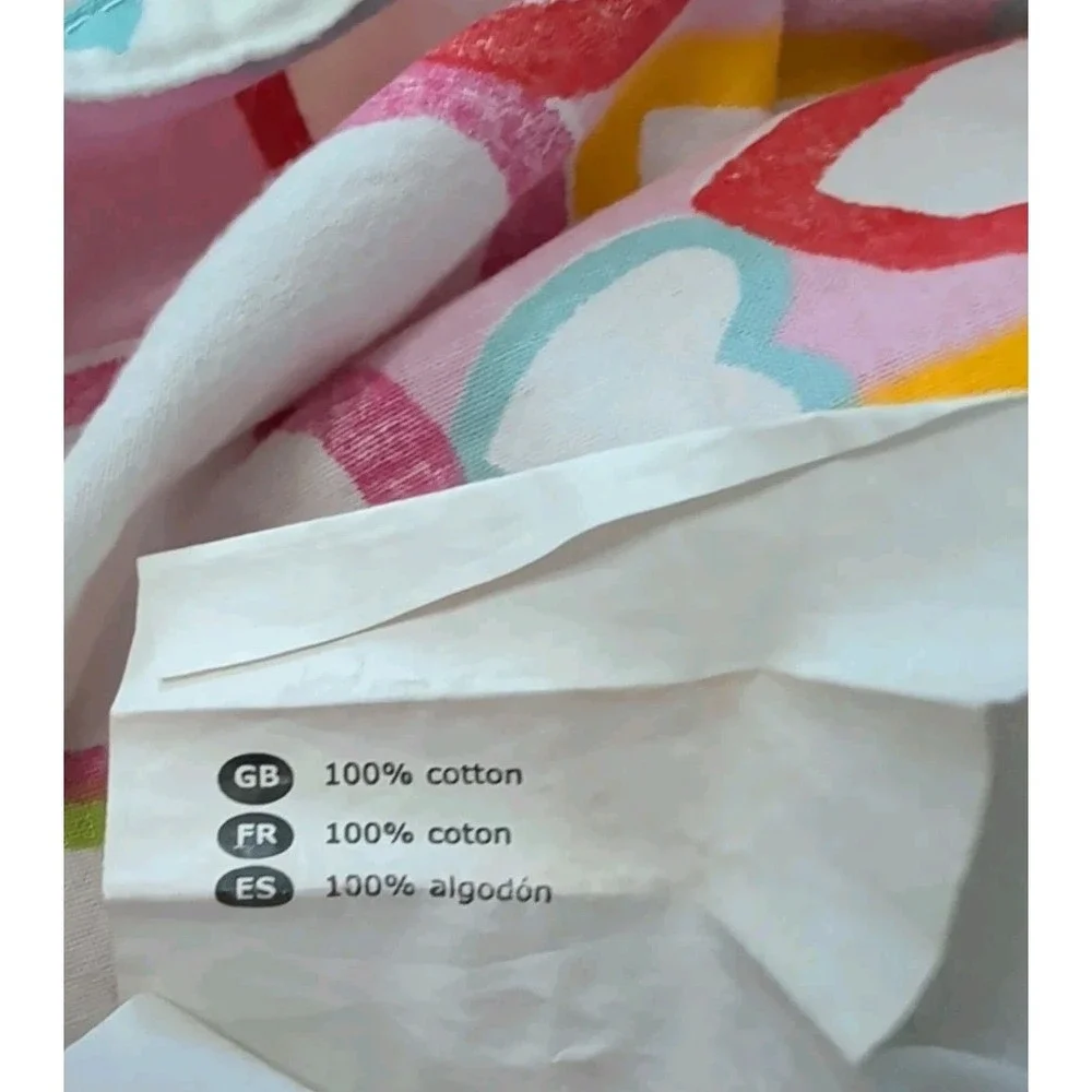 IKEA Vitaminer Hjarta Twin Pink Multicolor Hearts Cotton Duvet Cover 90s Y2K